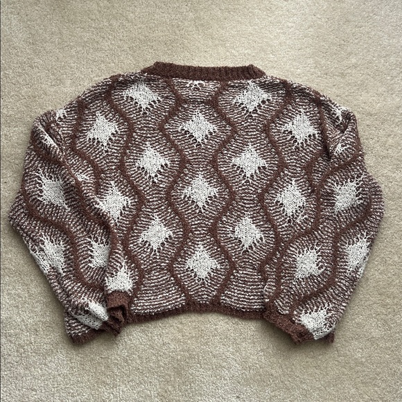 Brown & White Women's Sweater - Picture 5 of 5